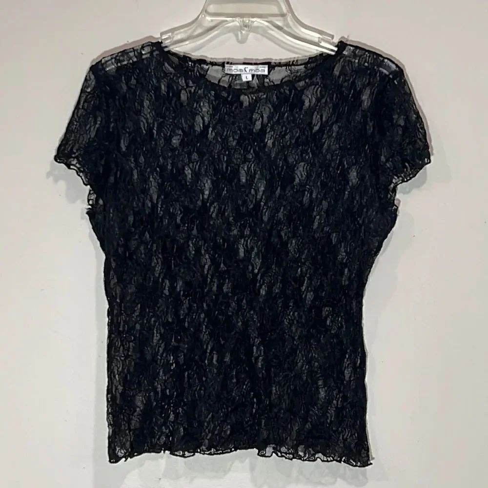 Black Lace See Through Top By Moa Moa. Size Large.